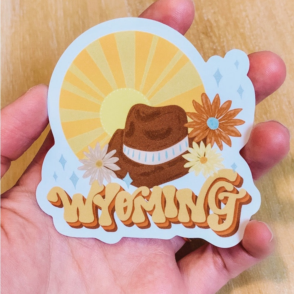 Wyoming Retro Vibes Sticker - Small